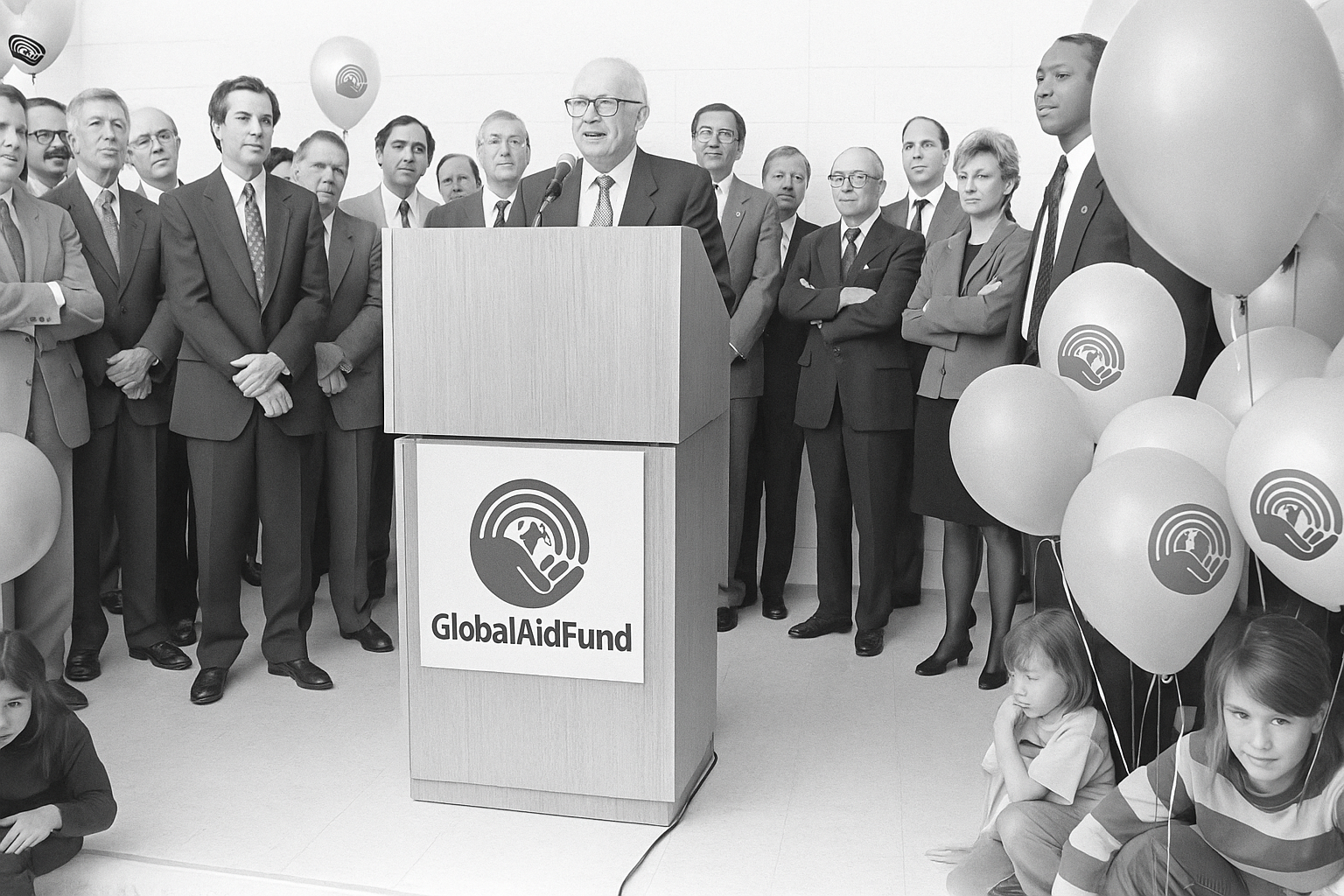 Inauguration d’un programme avec pupitre et ballons